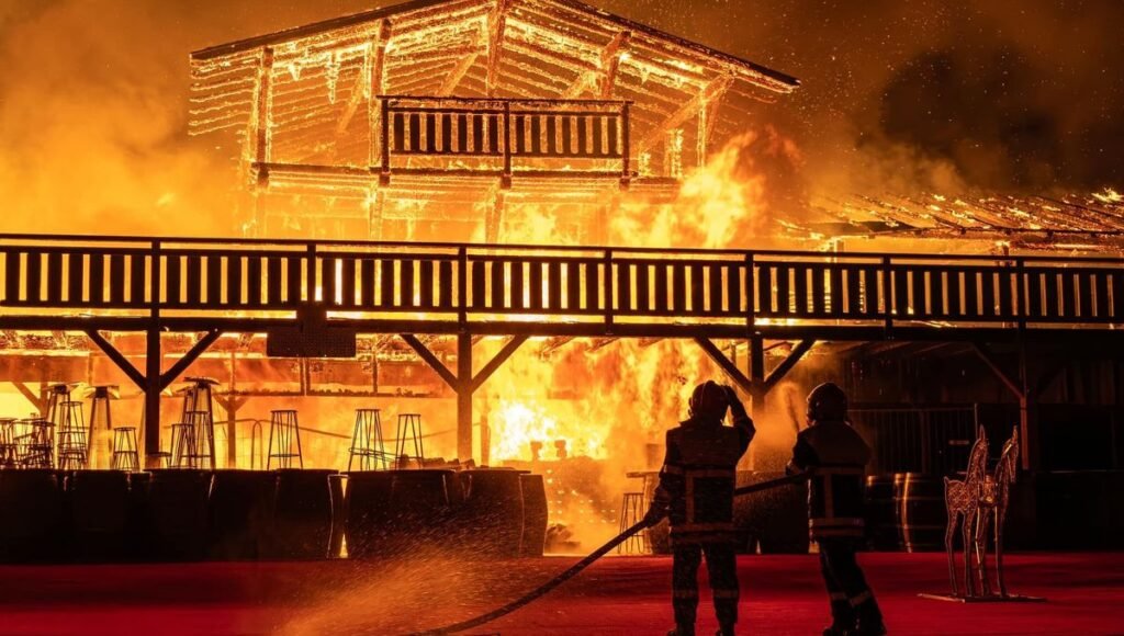 Incendie ravageur au marché de Noël du Barcarès en France